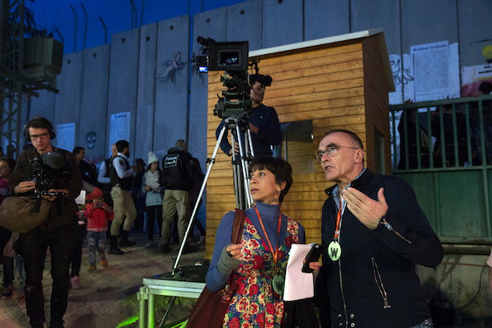 Danny Boyle and Rehab Issac during the dress rehearsal of The ALTERNATIVITY in the Palestinian West Bank City of Bethlehem on Sunday, Dec. 3, 2017. (Heidi Levine/AP Images for JBPR)