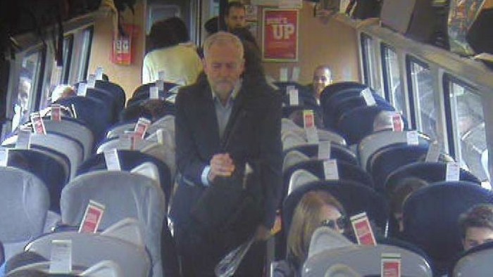 Corbyn on train