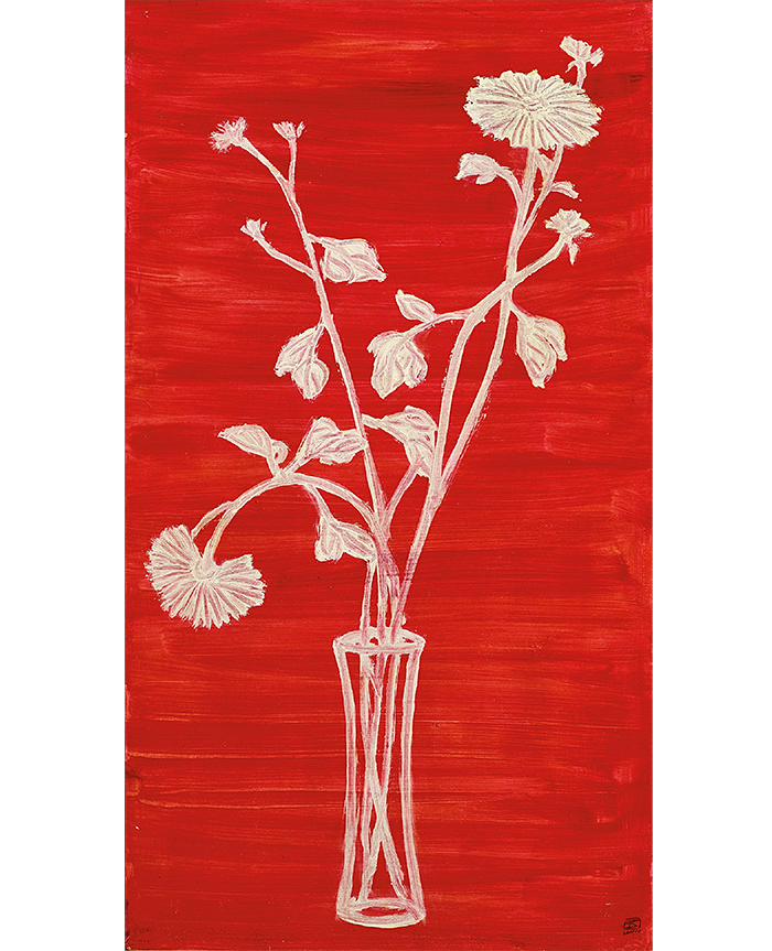 Sanyu’s ‘Vase of Chrysanthemums with Red Ground’ (c1930-40s)
