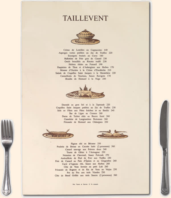 Taillevent menu