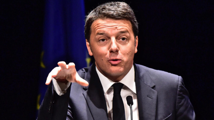 epa05286766 Italian Premier Matteo Renzi speaks at Florence's Niccolini theatre in Florence, Italy,02 May 2016. Renzi said his government was about to tackle its biggest challenge yet, as he kicked off the campaign for a yes vote in this autumn's referendum to ratify its Constitutional reforms to overhaul Italy's political machinery. EPA/MAURIZIO DEGL' INNOCENTI