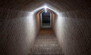 Entrance to an a underground aqueduct in Yazd, Iran.