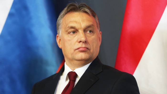 BUDAPEST, HUNGARY - FEBRUARY 17: Hungarian Prime Minister Viktor Orban speaks to the media with Russian President Vladimir Putin at Parliament on February 17, 2015 in Budapest, Hungary. Putin is in Budapest on a one-day visit, his first visit to an EU-member country since he attended ceremonies marking the 70th anniversary of the D-Day invasions in France in June, 2014. (Photo by Sean Gallup/Getty Images)