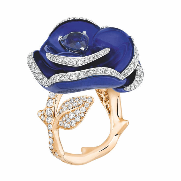 Dior Joaillerie's Rose pop ring in pink gold, diamonds, sapphires and lacquer, £POA, dior.com