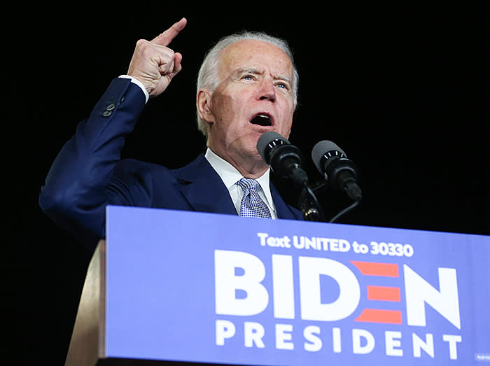 Joe Biden, who is now the clear favourite to win the Democratic nomination, on the campaign trail in Los Angeles this month