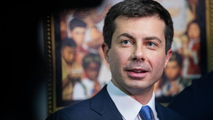 South Bend, Indiana mayor and Democratic presidential candidate, Pete Buttigieg, talks to the press after a Sunday morning serviceÂ at Greenleaf Christian Church in Goldsboro, North Carolina on December 1, 2019. (Photo by Logan Cyrus / AFP) (Photo by LOGAN CYRUS/AFP via Getty Images)
