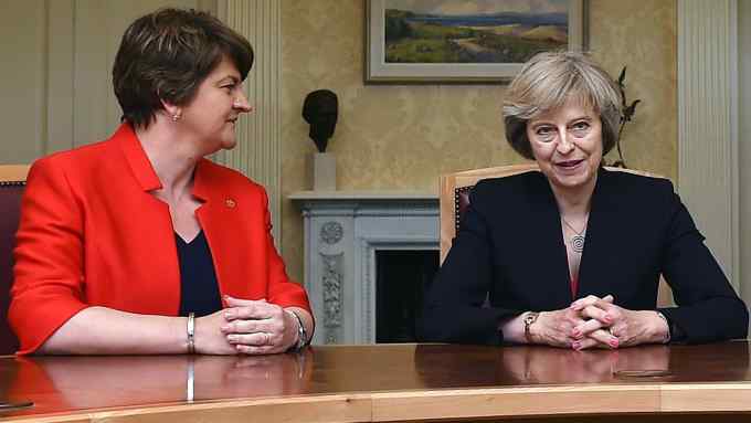 Balance of power: Arlene Foster, DUP leader, and Theresa May during a meeting in summer 2016
