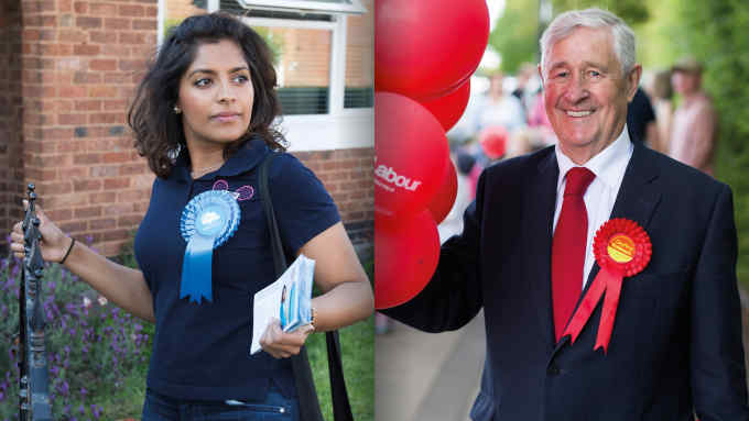 Resham Kotecha, the Conservative candidate for Coventry North West and Geoffrey Robinson the current Labour MP