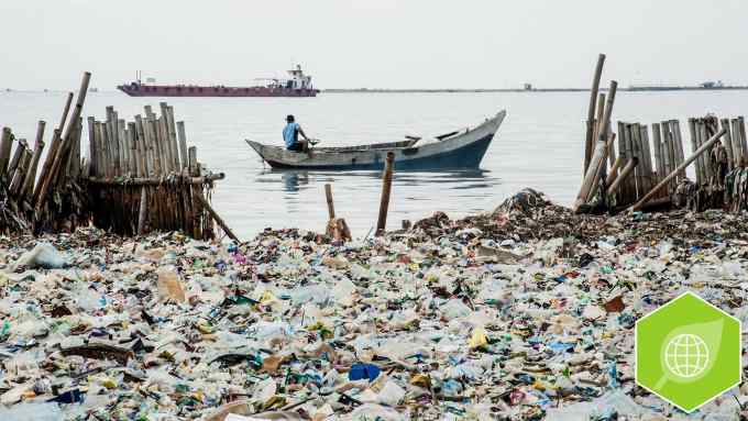 JAKARTA, INDONESIA - MARCH 17: A pile of garbage contact with the open sea at fishermen village Muara Kamal in Jakarta, Indonesia on March 17, 2018. Indonesia has 21% of the Asia-Pacific's total water supply, only 70% of the total population has access to clean water and sanitation. (Photo by Anton Raharjo/Anadolu Agency/Getty Images)