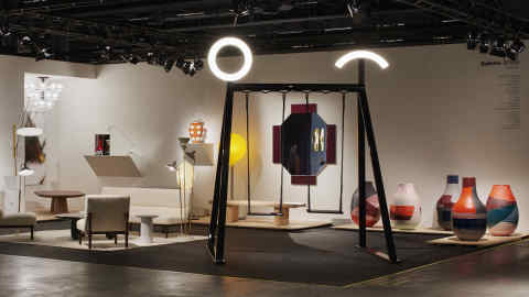Galerie kreo at Design Miami Basel, featuring Jean Baptiste Fastrez's double swing