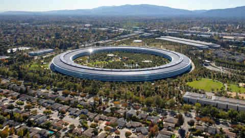 The Apple Inc. campus stands in this aerial photograph taken above Cupertino, California, U.S., on Wednesday, Oct. 23, 2019. Photographer: Sam Hall/Bloomberg