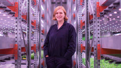 Nothing lost: Kate Hofman, chief executive of GrowUp, surrounded by produce nurtured by fish waste