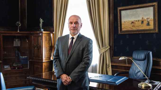 Dimitar Radev, Governor of the Bulgarian National Bank is seen in his office in the building of the Bulgarian National Bank on January 5, 2018 in central Sofia, Bulgaria.