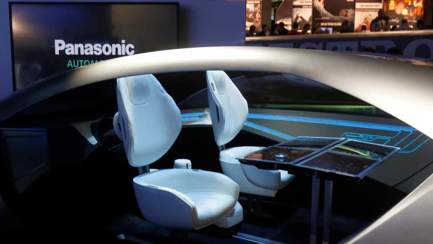A Panasonic mock-up of an automated car. The company has been testing self-driving tech in Japan for low-speed local transport applications.