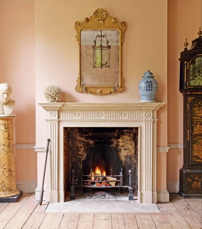 Jamb’s Milton, £7,000, is a reproduction of a neoclassical stone chimneypiece 
