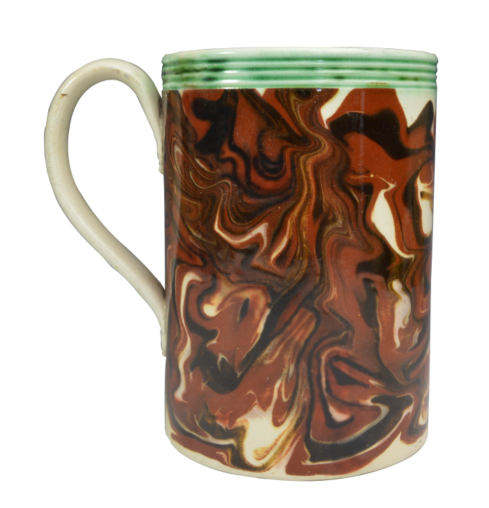 Creamware pottery mochaware mug, c1810, Martyn Edgell Antiques