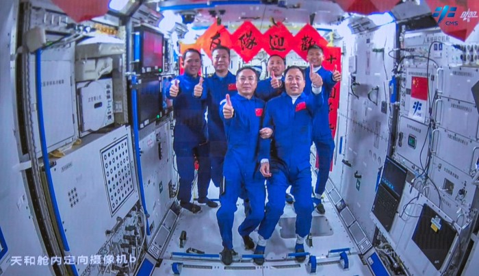 The crew of China’s Shenzhou-15 space mission