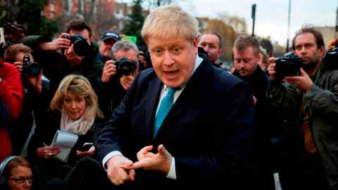 Boris Johnson spoke to reporters in 2016