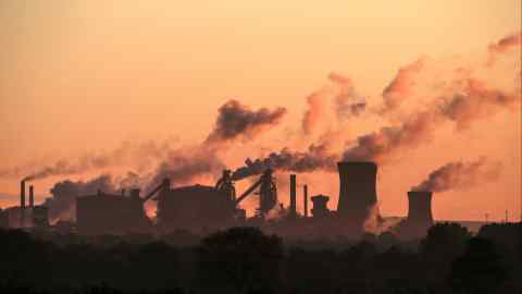 Vapour rises from a British Steel plant