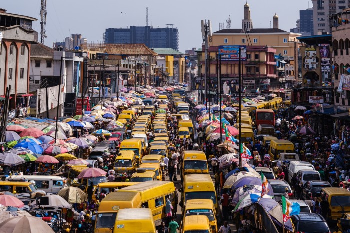 Traffic gridlock on a market day in Lagos