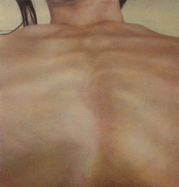 An up-close painting of a human abdomen