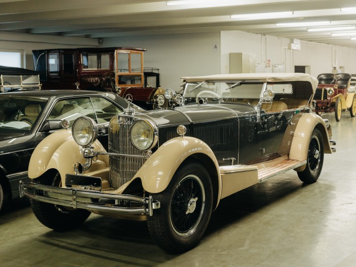 A custom-built Mercedes-Benz Supersport which was built for the Maharaja of Kashmir to chauffeur him to his yacht