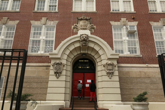 A closed school in Brooklyn, New York, in April
