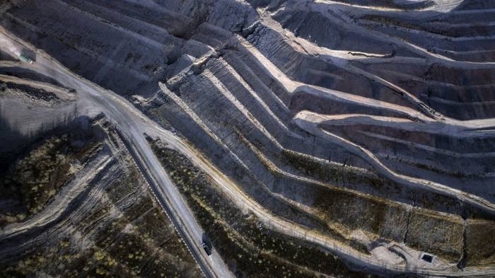 An aerial view of an open pit coal mine in China’s Liaoning province