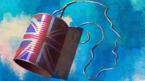 Ewan White illustration of a food can painted with a union jack flag and with a fuse that forms the outline of Rishi Sunak’s face