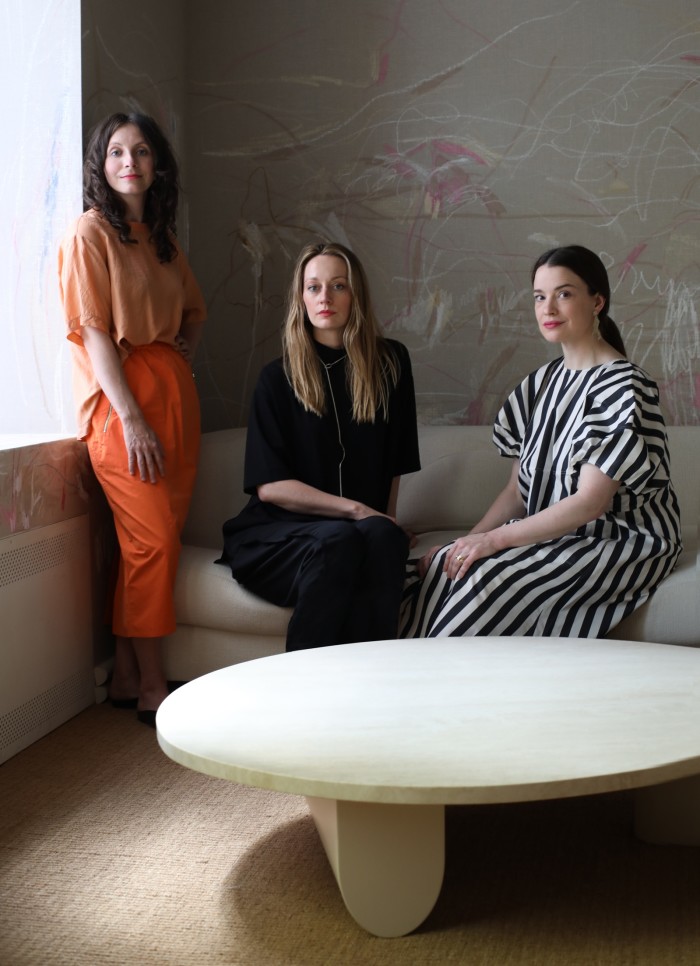 From left: Stephanie Beamer, Crystal Ellis and Hillary Petrie of Egg Collective, behind their Isla coffee table