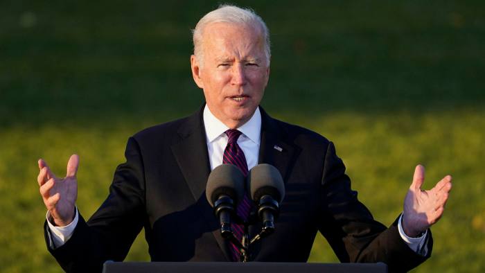 President Joe Biden speaking at the White House on Monday 