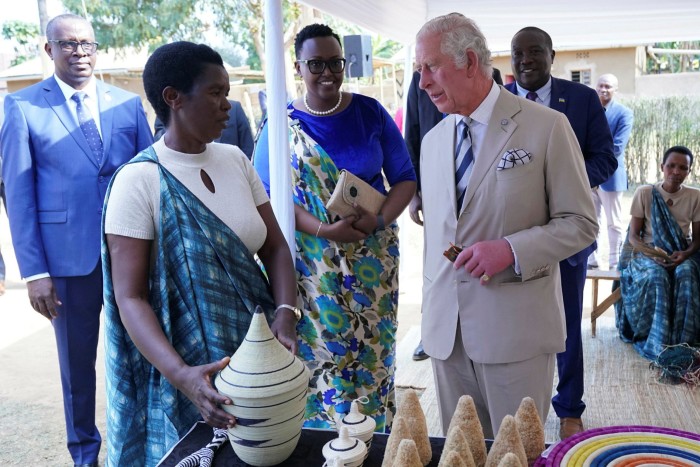 Prince Charles at a reconciliation village in Nyamata, Rwanda