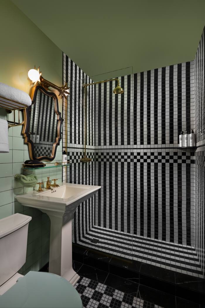 “Just the right side of over-the-top”: a bathroom at Lafayette Hotel