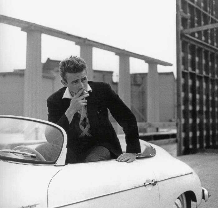 James Dean in his Porsche circa 1955