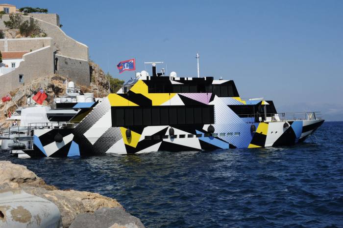 The mega yacht painted by Jeff Koons is guilty