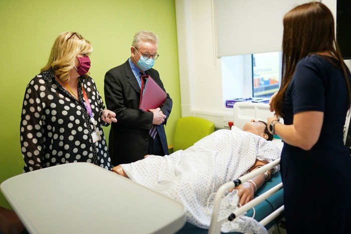 Michael Gove was given a tour of the medical training facilities during a visit to the University of Sunderland