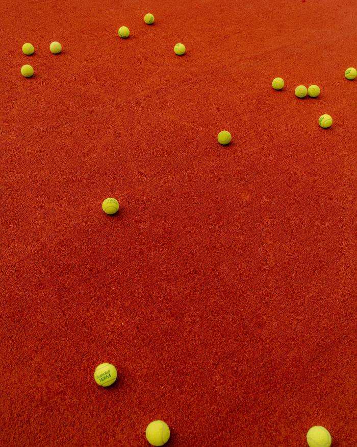 Tennis balls on one of the courts at Duke Meadows
