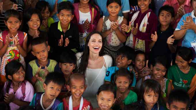Angelina Jolie visiting one of her charities, the Maddox Chivan Childrens Centre, in Cambodia