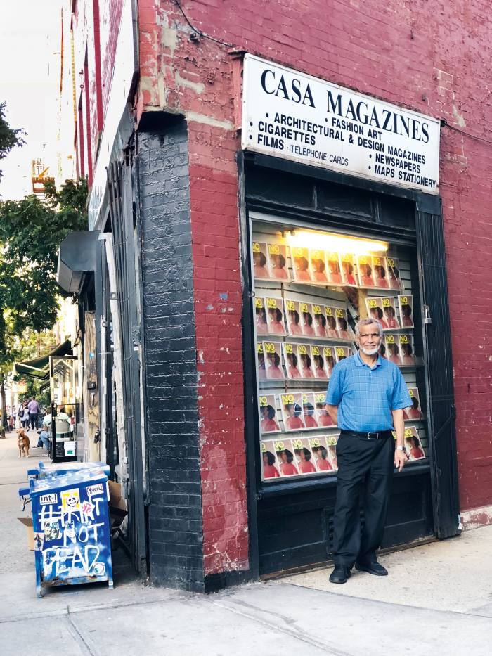 Mohammed Ahmed, Manager/co-Owner, outside casa magazines in new york’s west village