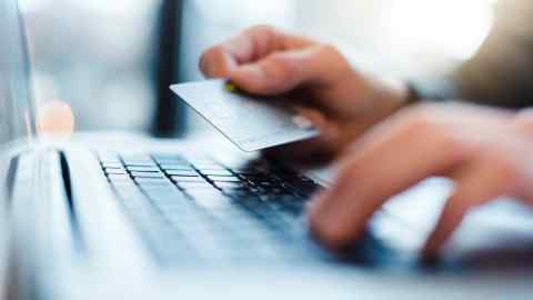 A person enters credit card details online