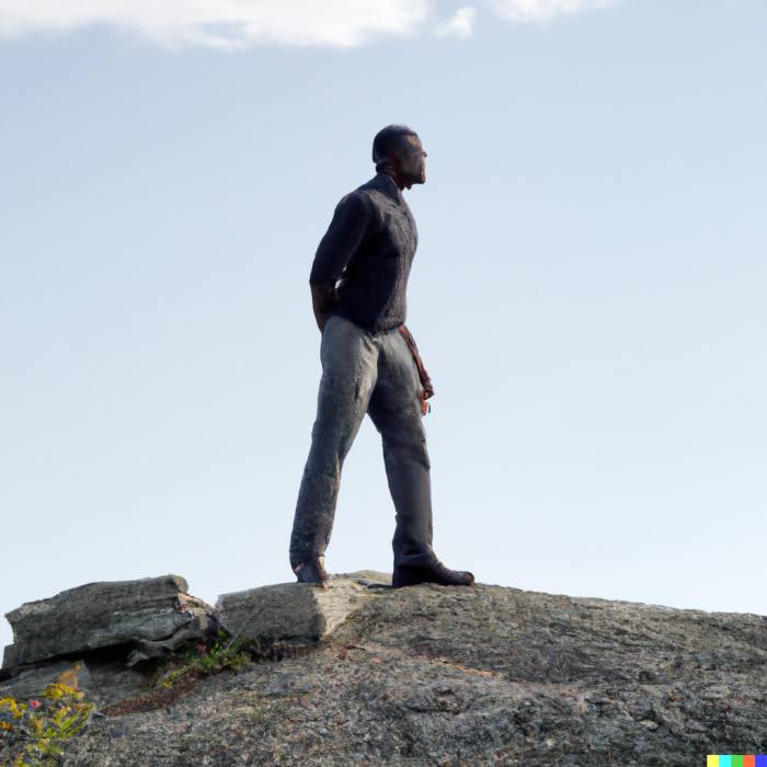 The figure of a man stands on a hill