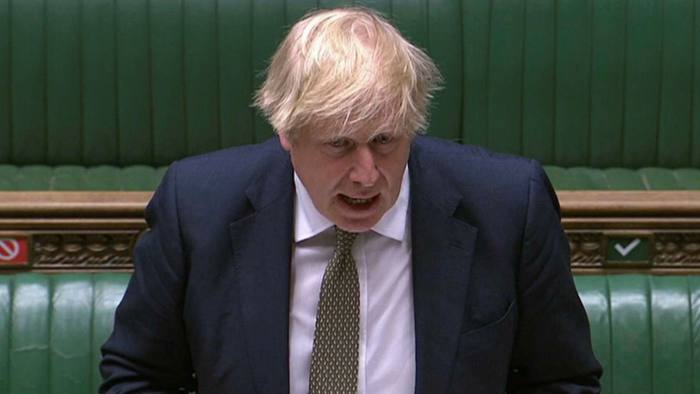 Boris Johnson speaks during Prime Minister’s Questions in the House of Commons on Wednesday