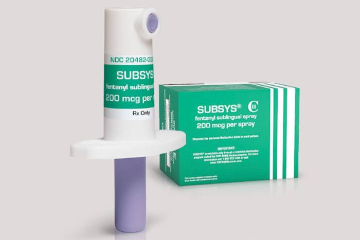 Subsys, which contains fentanyl, an opioid 50 to 100 times stronger than morphine, was designed for cancer patients suffering from ‘breakthrough’ bursts of pain