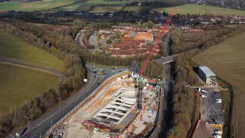 The ongoing HS2 vent shaft works at Old Amersham in Amersham, England