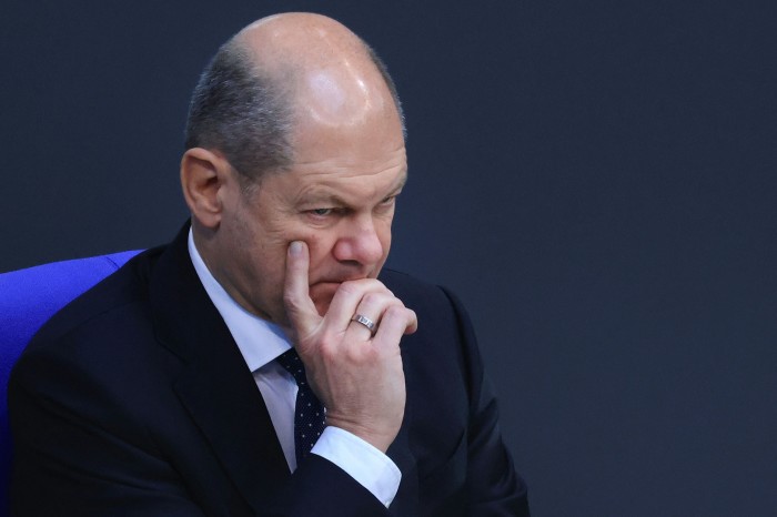 German Chancellor Olaf Scholz at the Bundestag debate on Wednesday