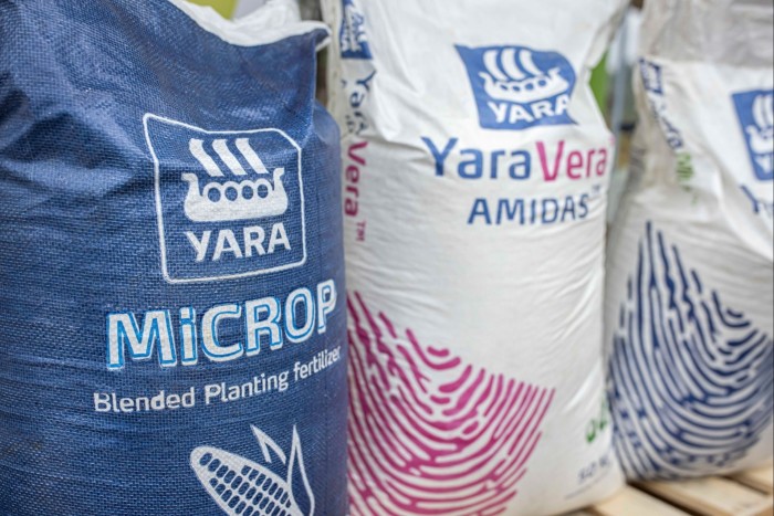 Sacks of Yara fertiliser