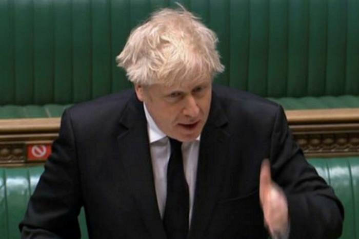 Le Premier ministre britannique Boris Johnson au parlement le 14 avril 2021