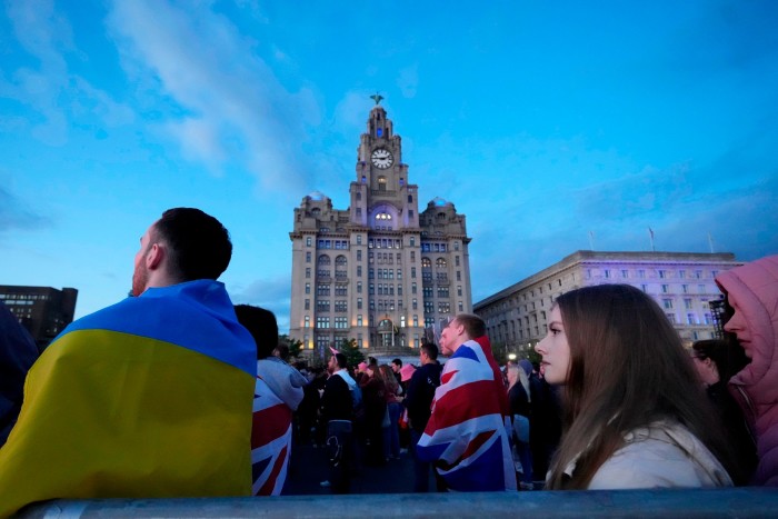 Music fans watch the semi-final of the Eurovision Song Contest in Liverpool on Thursday
