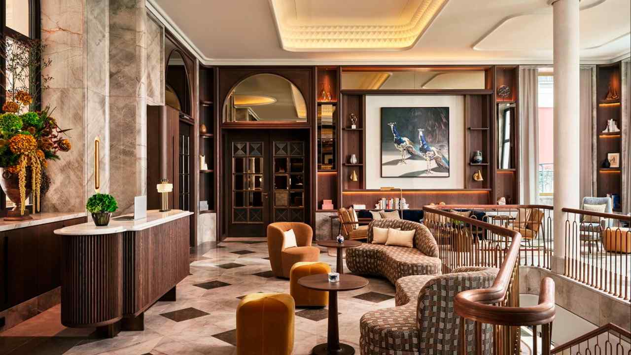 An elegant hotel lobby