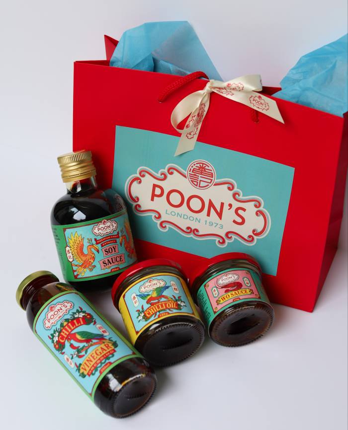 Poon’s chilli vinegar dressing, £7.50, Extraordinary chilli oil, £6.50, and WO sauce, £8